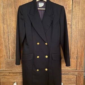 Classic Black Double-Breasted Women's Blazer with Gold Buttons